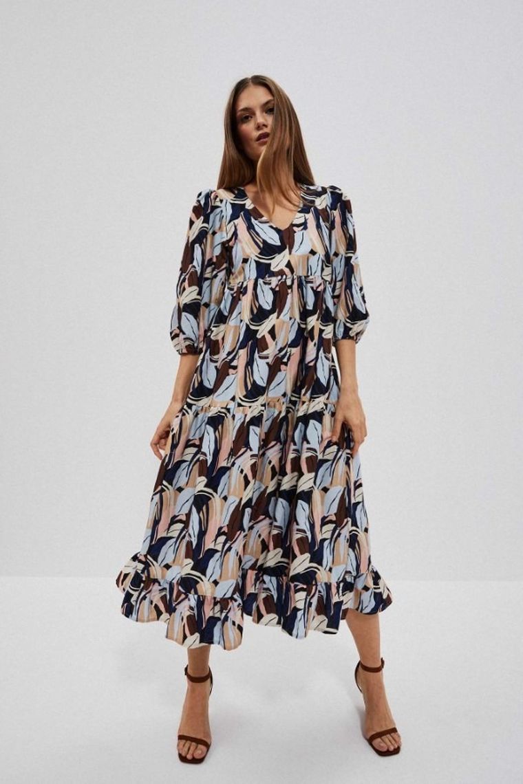 Sukienka damska, beżowa, Moodo