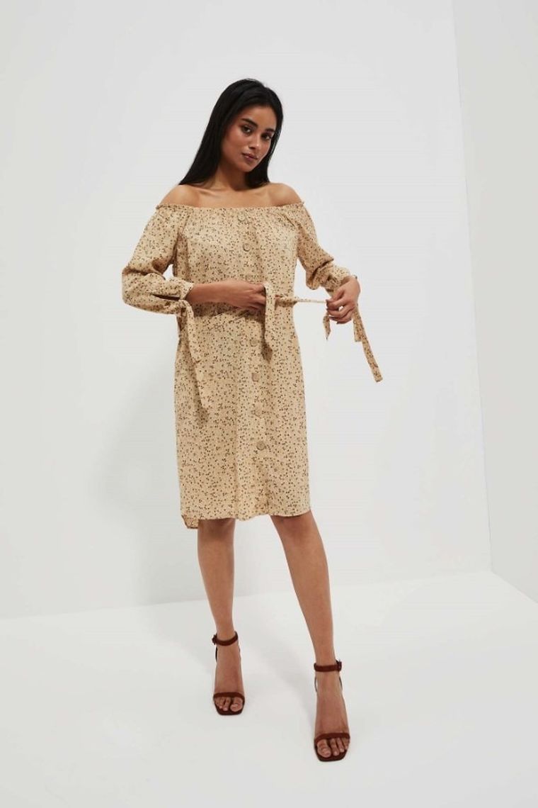Sukienka damska, beżowa, Moodo