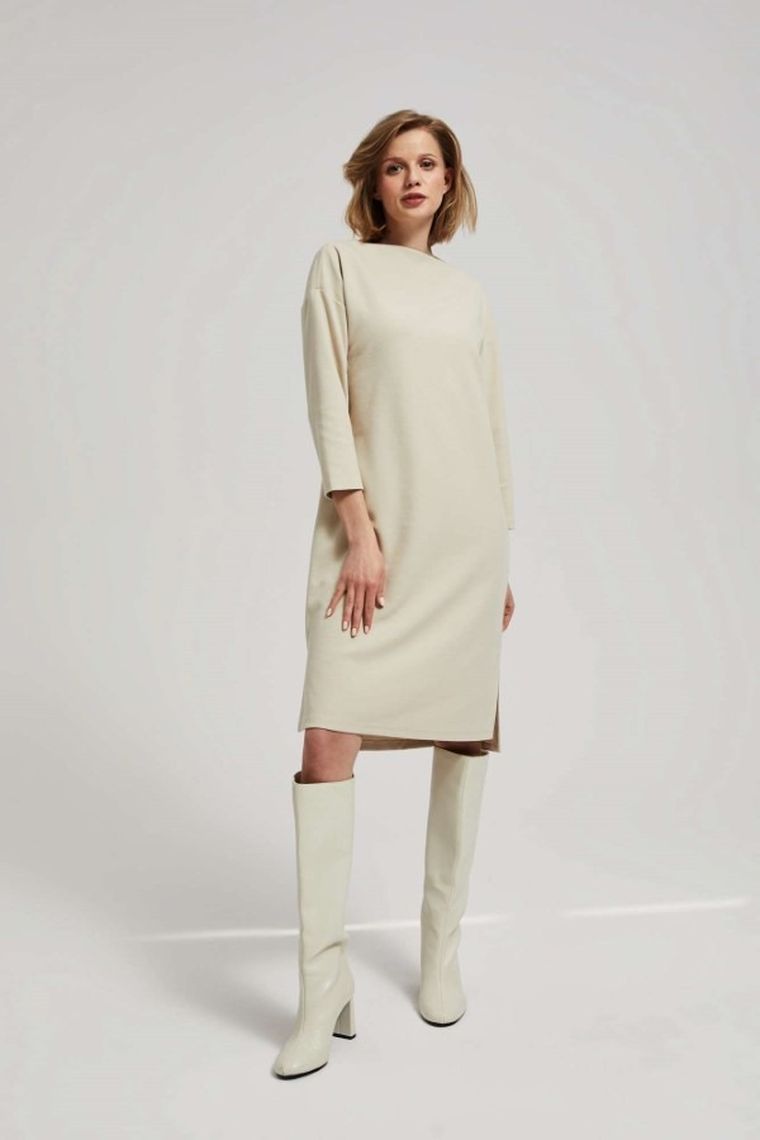 Sukienka damska, beżowa, Moodo