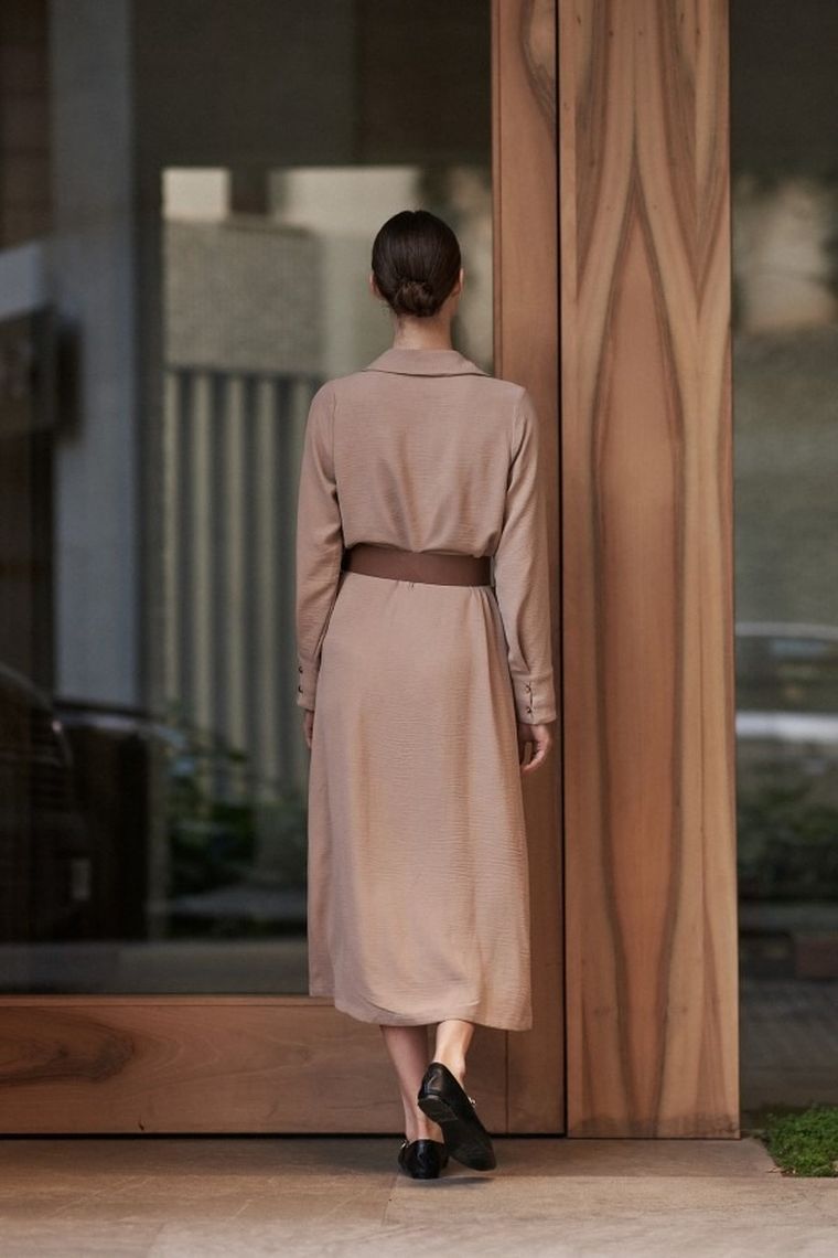 Sukienka damska, beżowa, Moodo