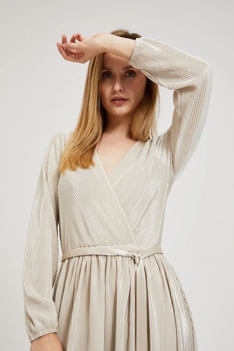 Sukienka damska, beżowa, Moodo