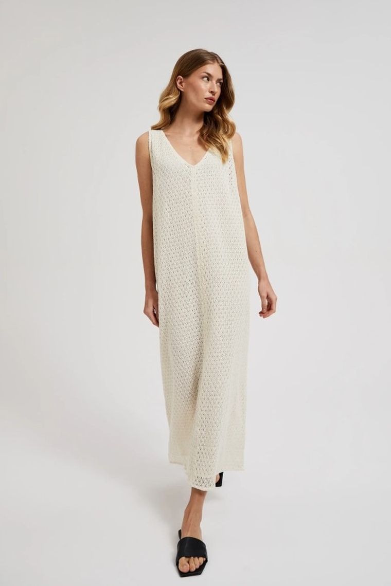 Sukienka damska, beżowa, Moodo