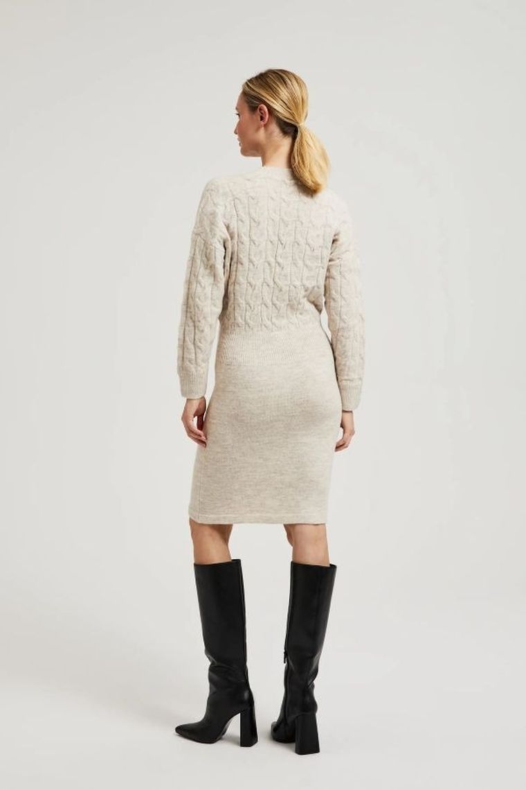 Sukienka damska, beżowa, Moodo