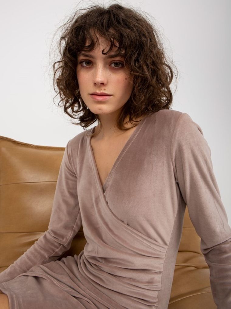 Sukienka damska, beżowa, Rue Paris