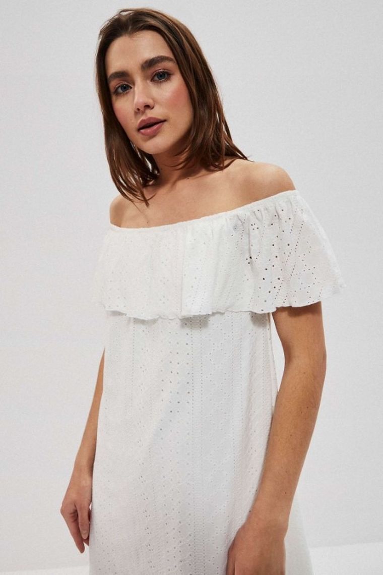 Sukienka damska, biała, Moodo