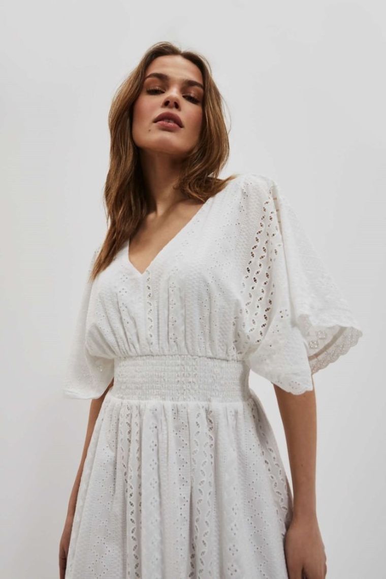 Sukienka damska, biała, Moodo