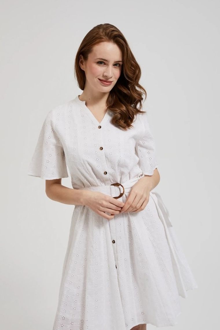 Sukienka damska, biała, Moodo