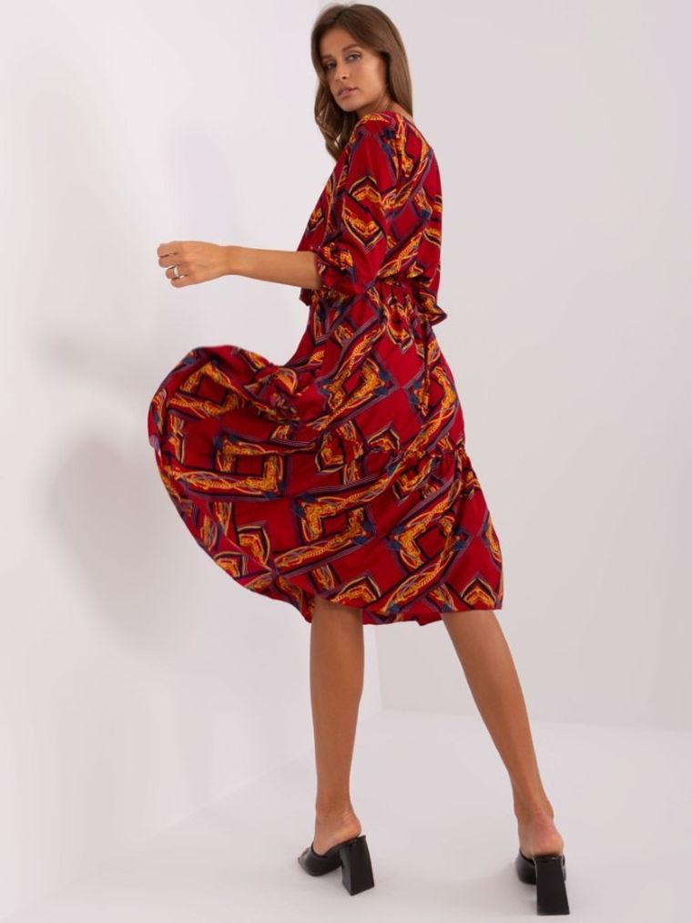 Sukienka damska, bordowa, Lakerta