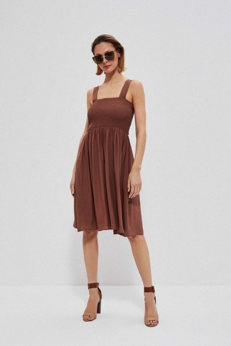 Sukienka damska, brązowa, Moodo