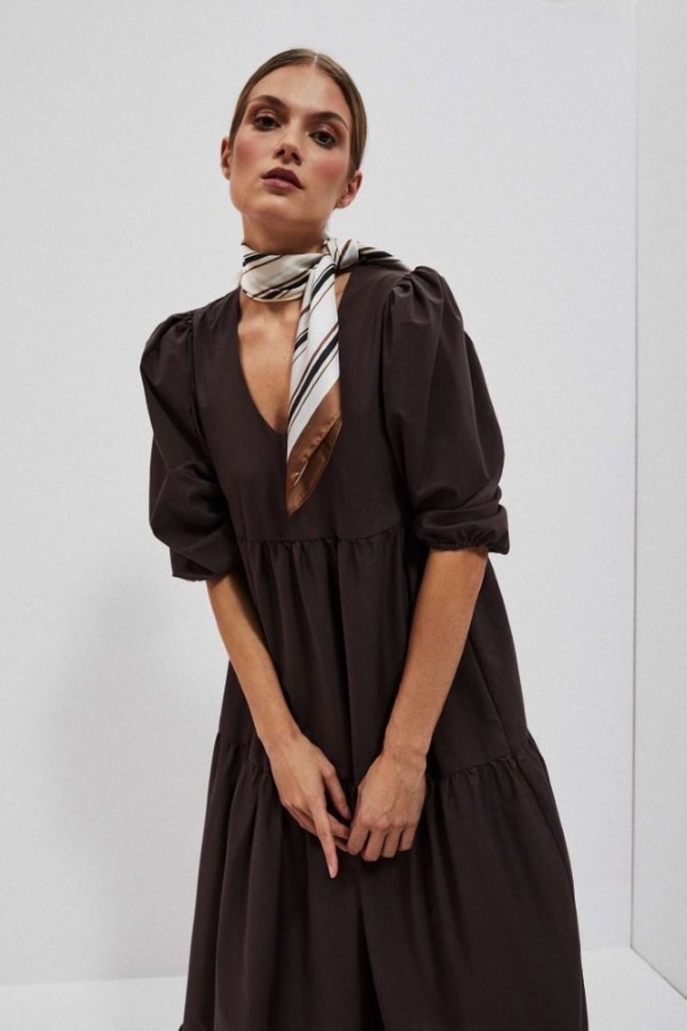 Sukienka damska, brązowa, Moodo