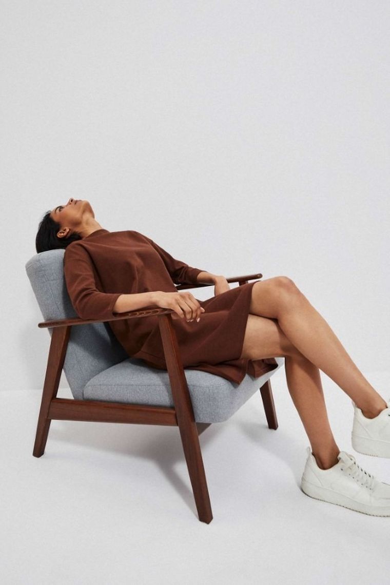 Sukienka damska, brązowa, Moodo