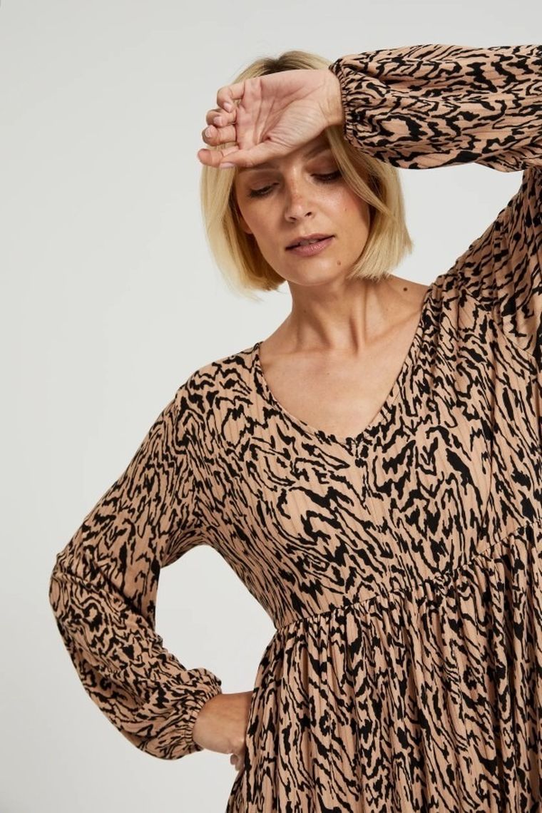 Sukienka damska, brązowa, Moodo