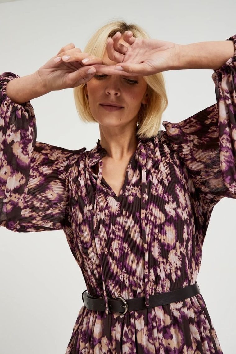 Sukienka damska, brązowa, Moodo