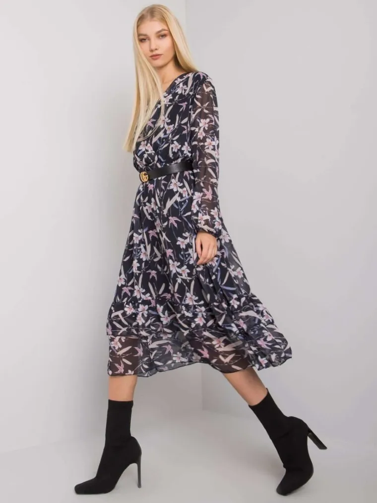 Sukienka damska, granatowa, Ex Moda