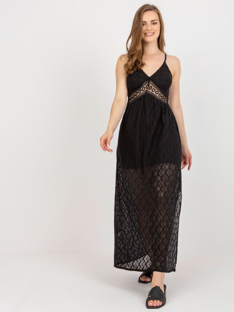 Sukienka damska na ramiączka, czarna, Och Bella