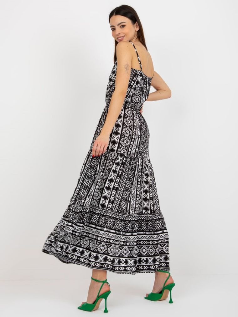 Sukienka damska na ramiączka, czarno-biała, Sublevel