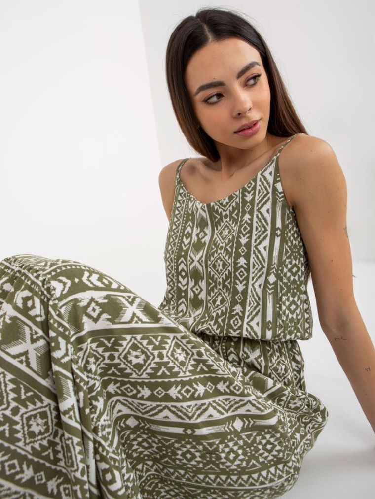 Sukienka damska na ramiączka, khaki, Sublevel