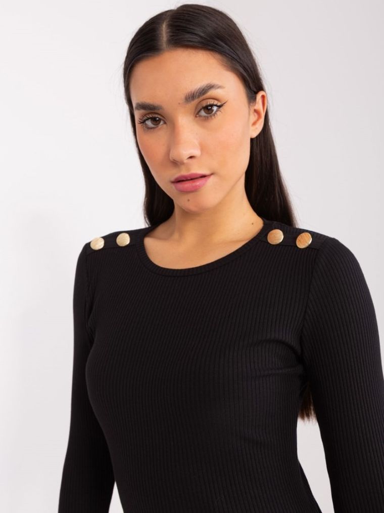 Sukienka damska, prążkowana, czarna, Basic Feel Good