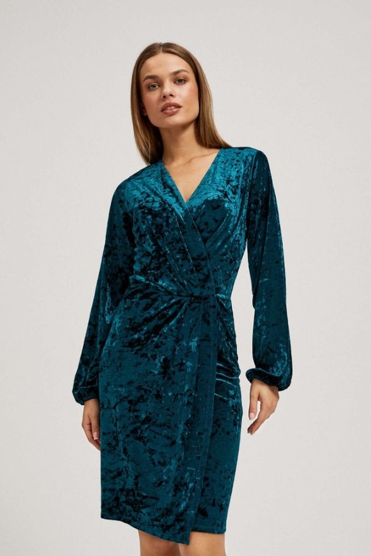 Sukienka damska, turkusowa, Moodo