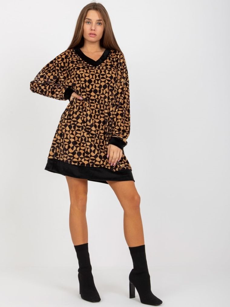 Sukienka damska, welurowa, mix, Rue Paris