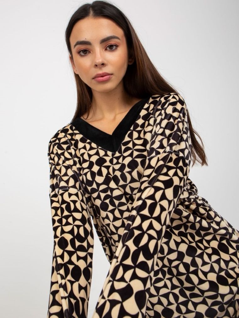 Sukienka damska, welurowa, mix, Rue Paris