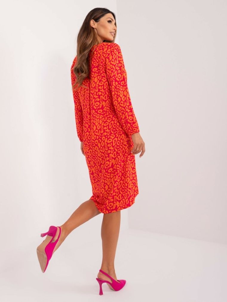 Sukienka damska z długim rękawem, czerwona, Sublevel