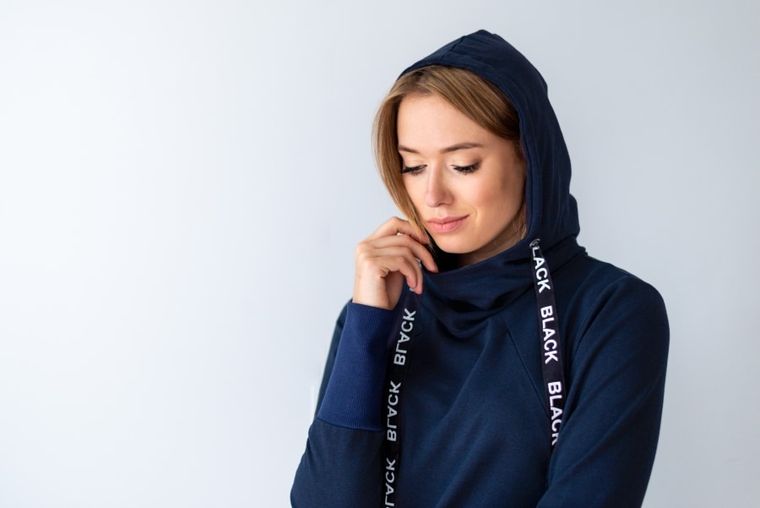 Sukienka damska z długim rękawem, do karmienia, granatowa, Miracle