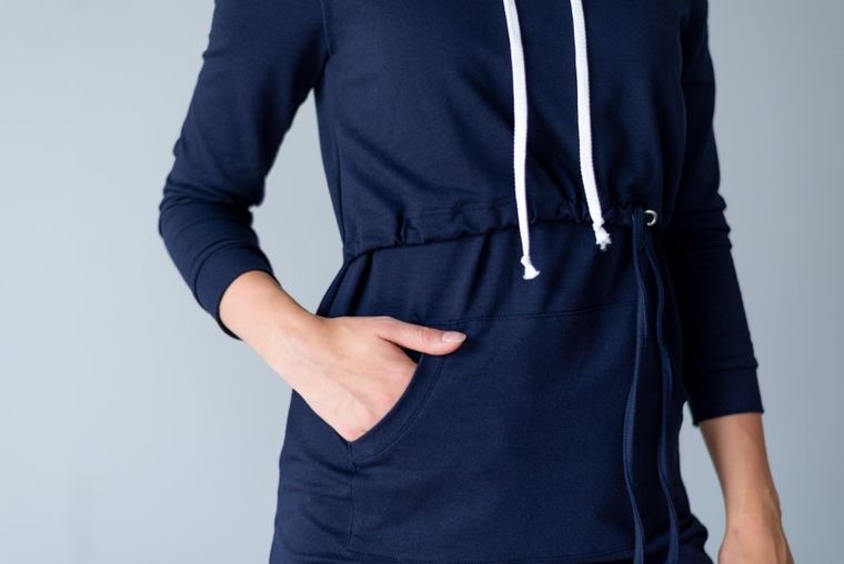 Sukienka damska z długim rękawem, do karmienia, granatowa, Miracle