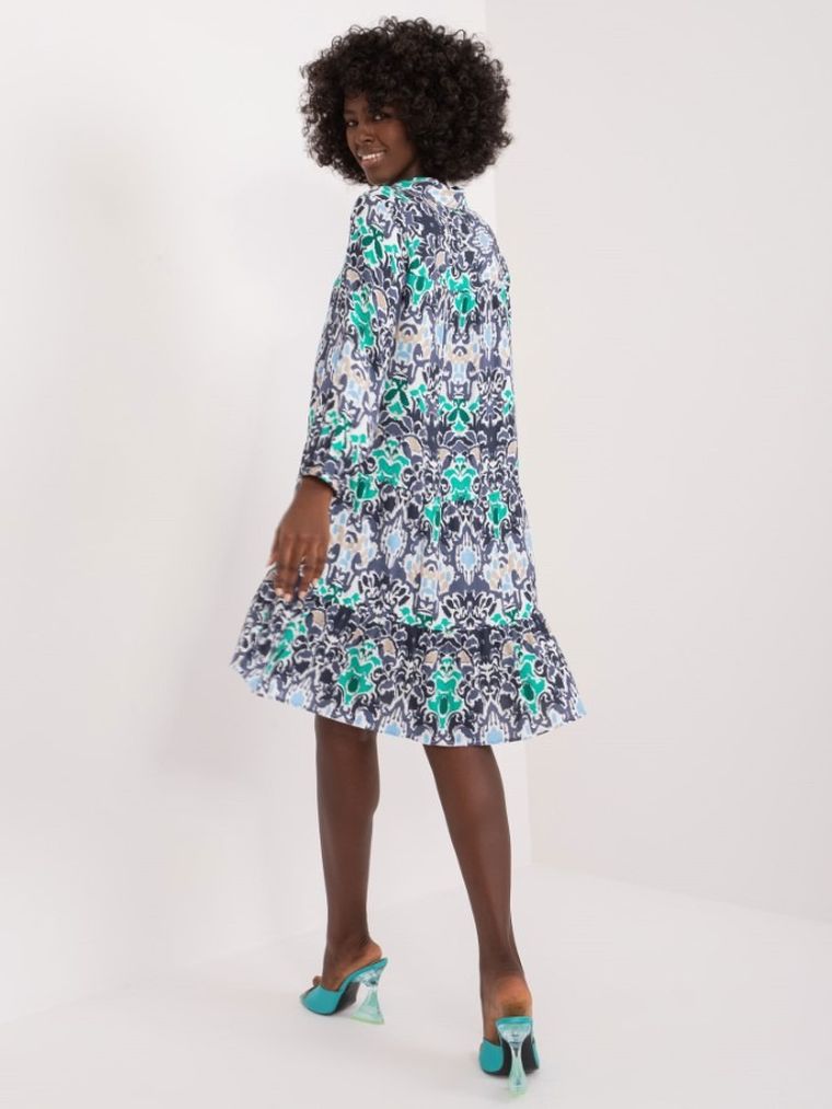 Sukienka damska z długim rękawem, granatowa, Sublevel