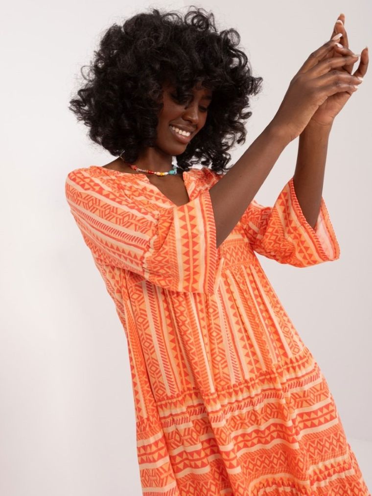 Sukienka damska z długim rękawem, pomarańczowa, Sublevel