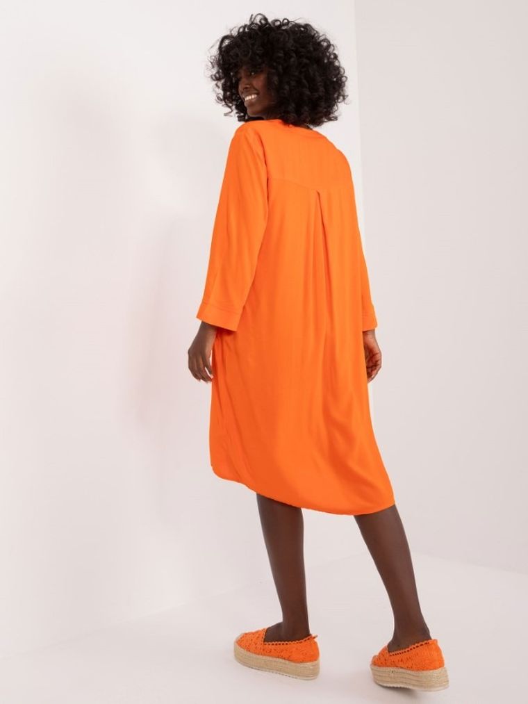 Sukienka damska z długim rękawem, pomarańczowa, Sublevel