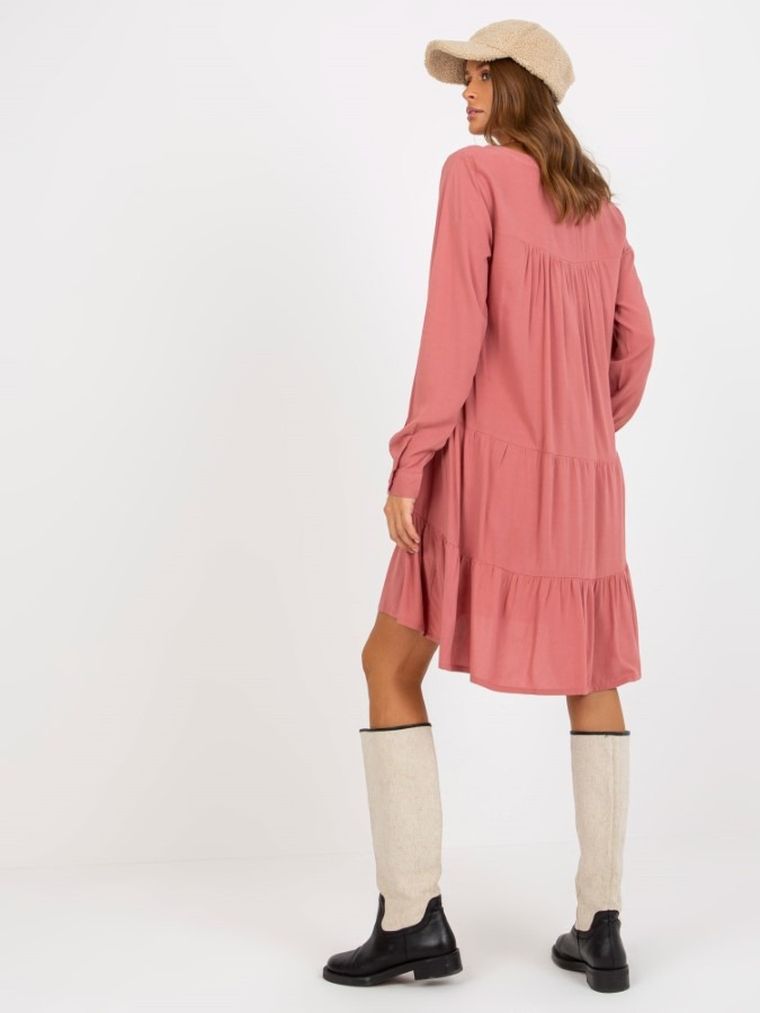 Sukienka damska z długim rękawem, różowa, Sublevel