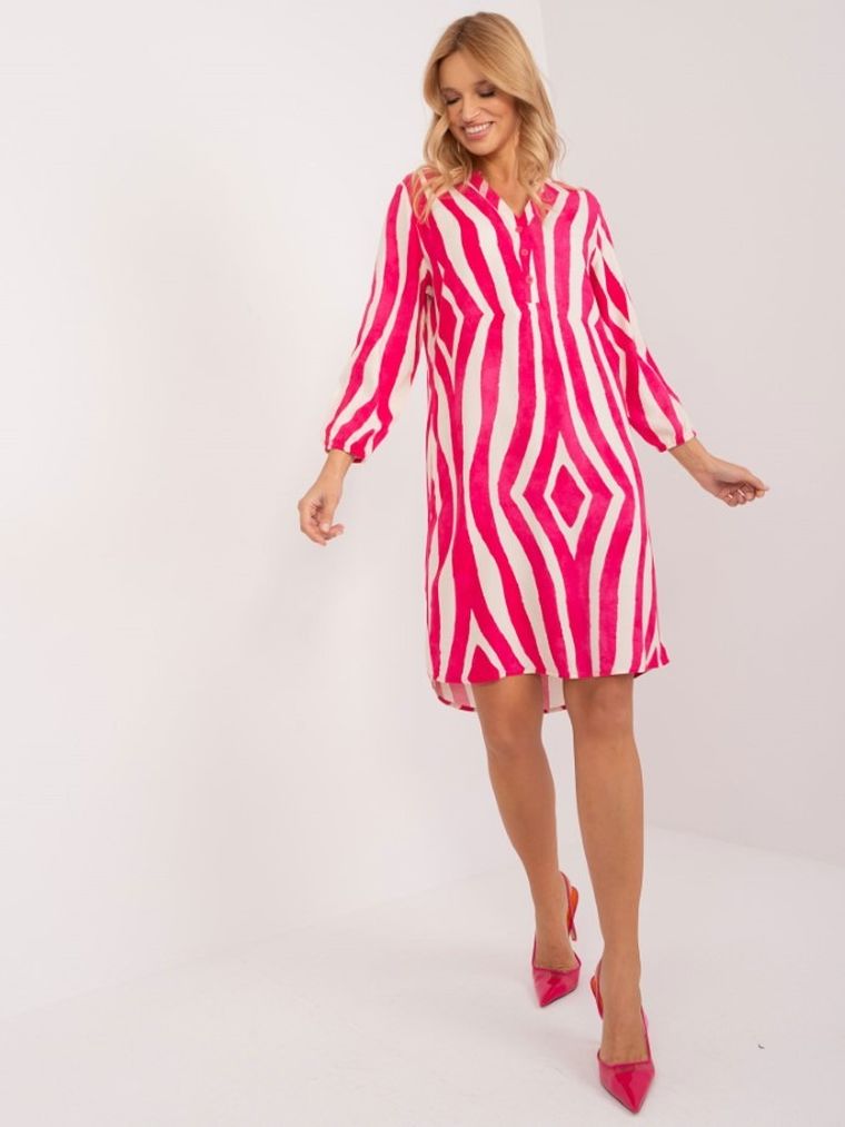 Sukienka damska z długim rękawem, różowa, Sublevel