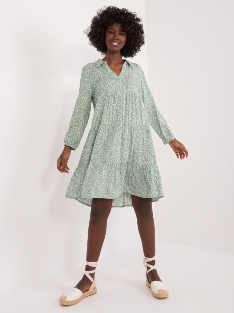 Sukienka damska z długim rękawem, zielona, Sublevel