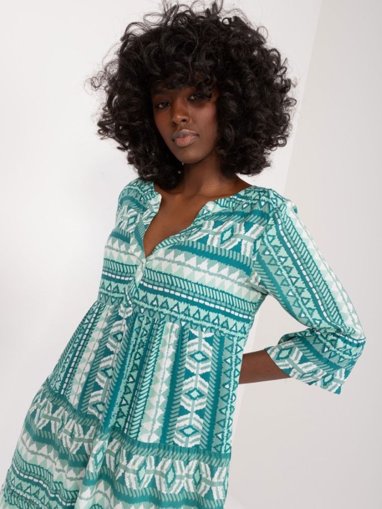 Sukienka damska z długim rękawem, zielona, Sublevel