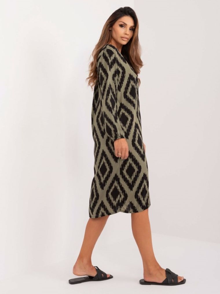 Sukienka damska z długim rękawem, zielona, Sublevel