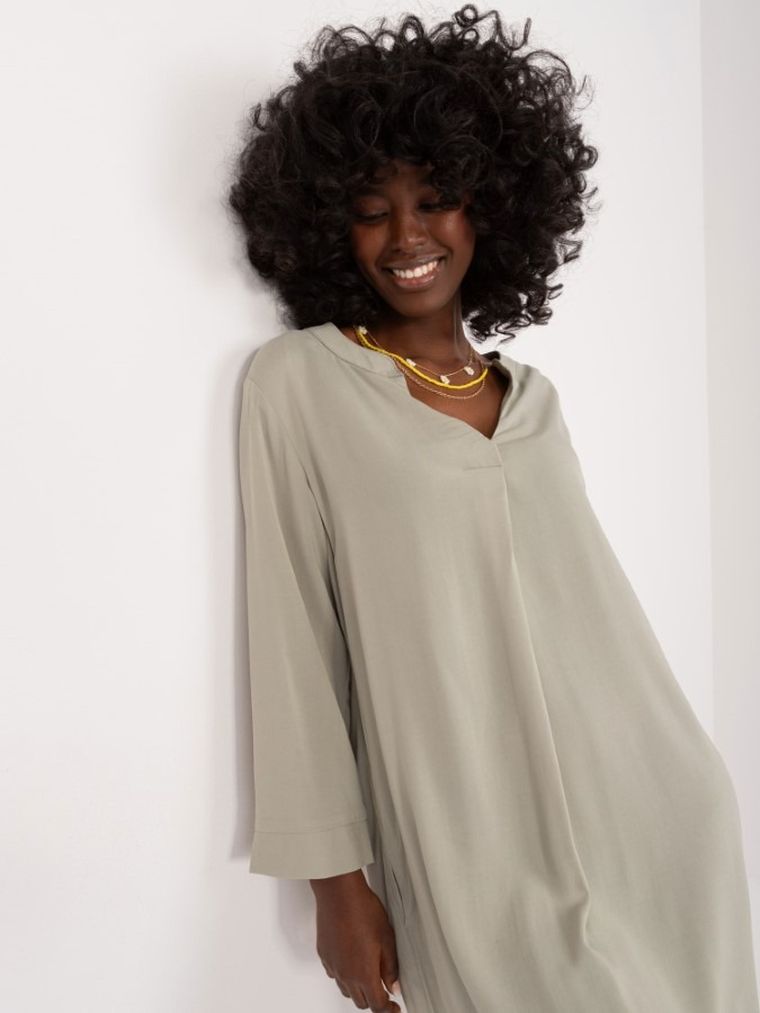 Sukienka damska z długim rękawem, zielona, Sublevel