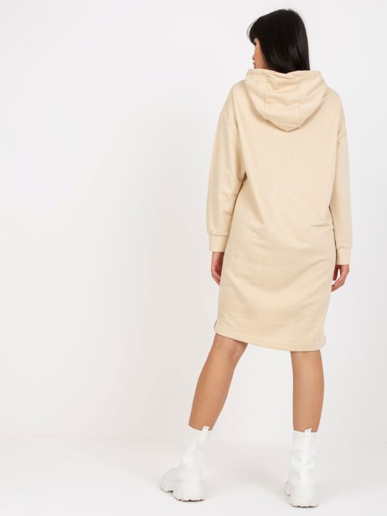 Sukienka damska z kapturem, beżowa, Sublevel