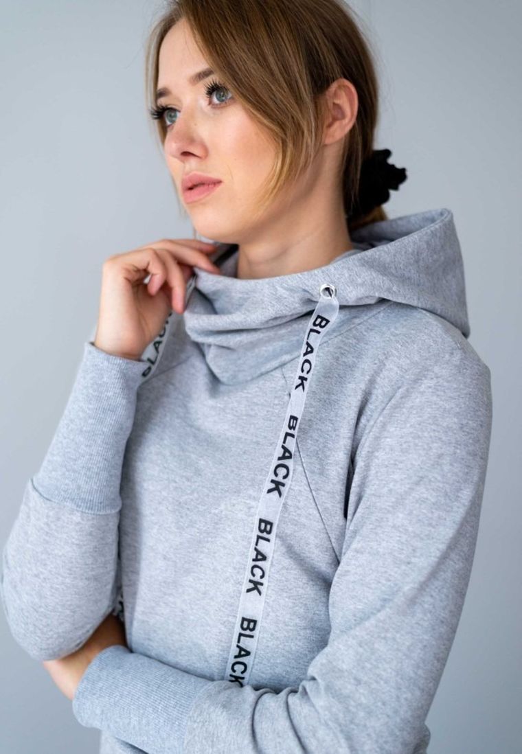 Sukienka damska z kapturem, ciążowa, szara, Miracle