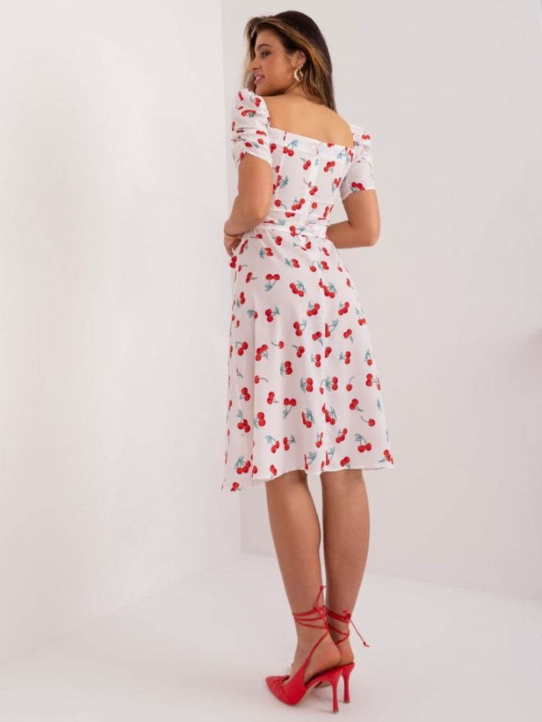 Sukienka damska z krótkim rękawem, biała, Lakerta