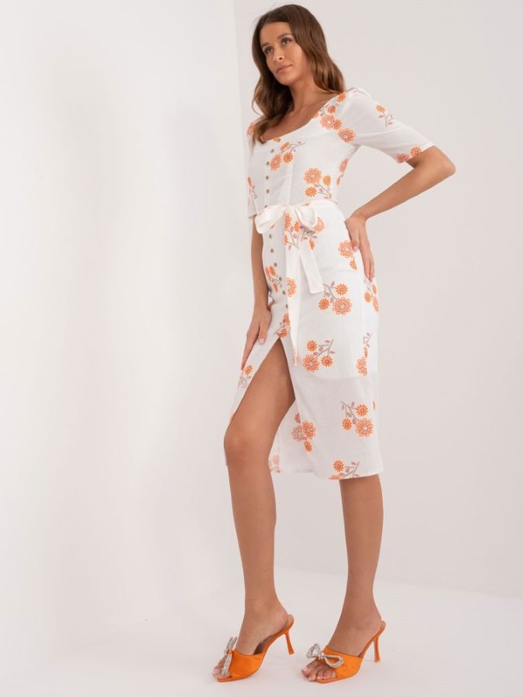 Sukienka damska z krótkim rękawem, biała, Lakerta