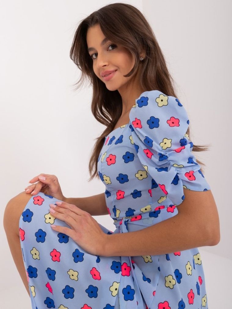 Sukienka damska z krótkim rękawem, niebieska, Lakerta