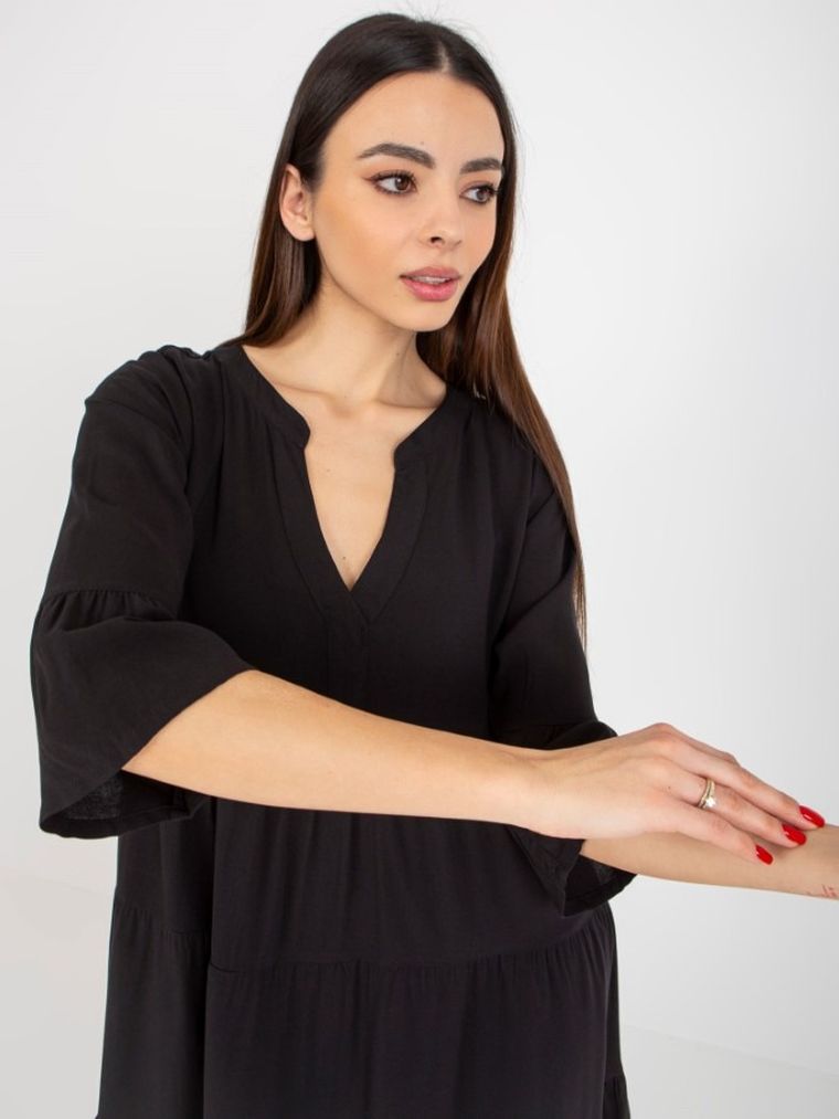 Sukienka damska z rękawem 3/4, czarna, Sublevel