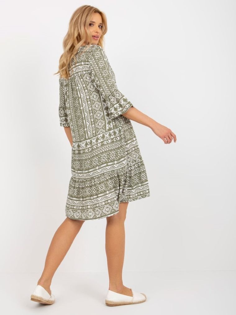 Sukienka damska z rękawem 3/4, khaki, Sublevel