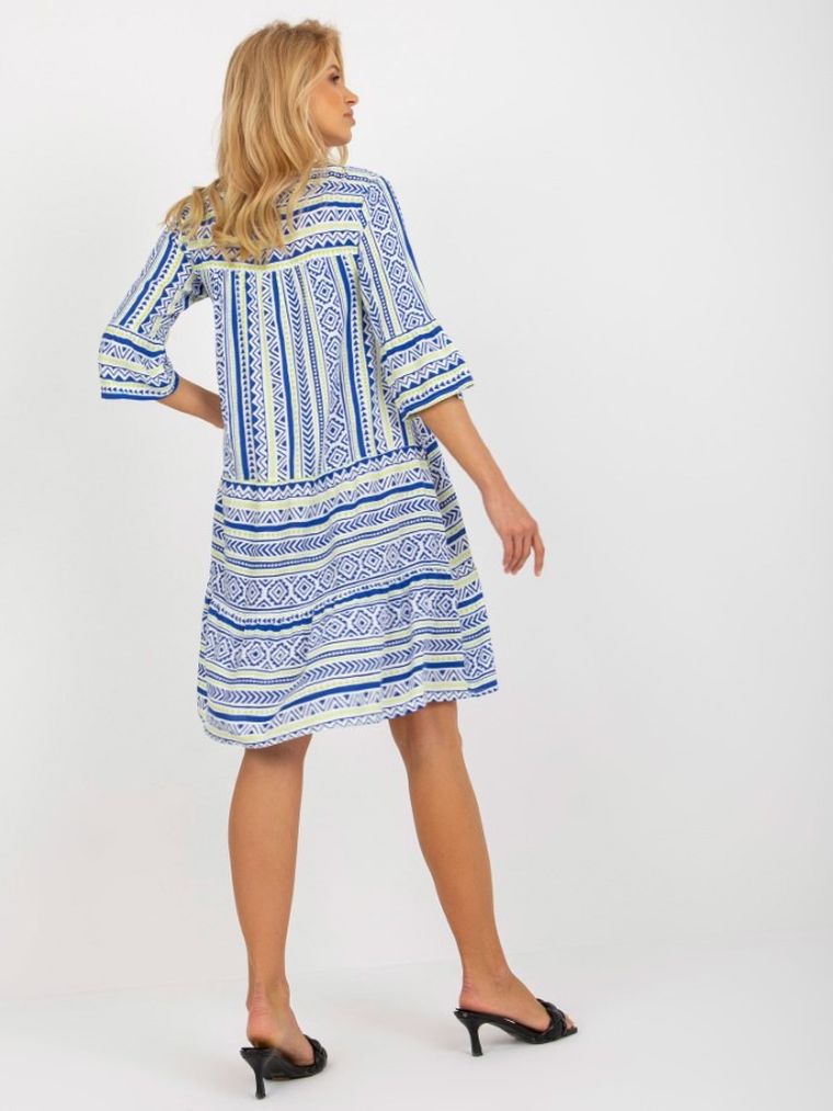 Sukienka damska z rękawem 3/4, niebieska, Sublevel