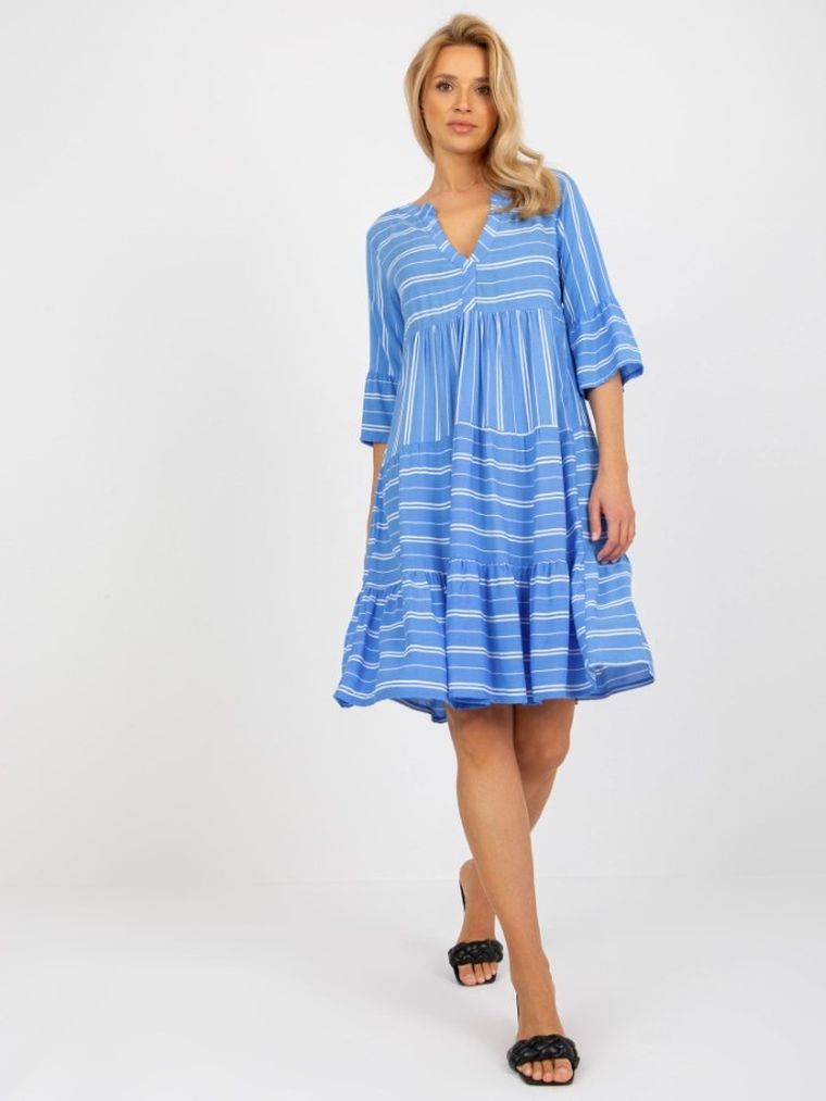 Sukienka damska z rękawem 3/4, niebieska, Sublevel
