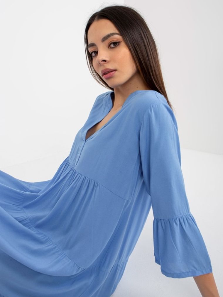 Sukienka damska z rękawem 3/4, niebieska, Sublevel