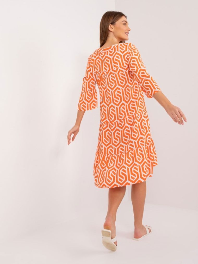 Sukienka damska z rękawem 3/4, pomarańczowa, Sublevel