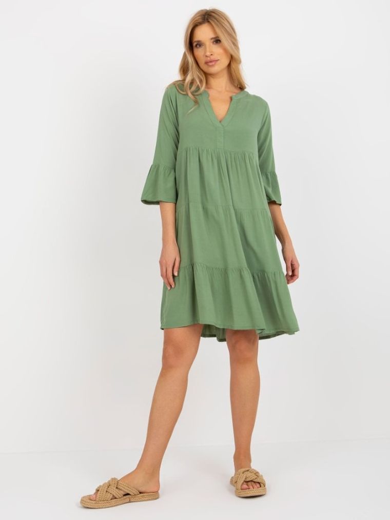 Sukienka damska z rękawem 3/4, zielona, Sublevel