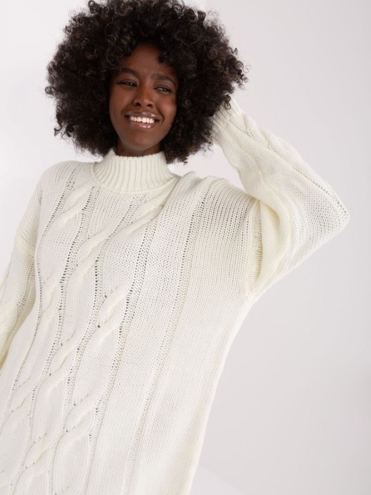 Sukienka damska z wełną, ecru, Rue Paris